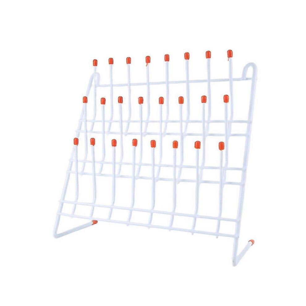 White Rods Rack Lab Laboratory Drying Rack Metal with 24 Hooks, White Test Tube Drain Rack ...