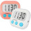 Children's Timer 2 Pack, Large Screen Magnetic Digital Timer for Kids, Classroom Countdown Timer with Memory Function, White Pink 1