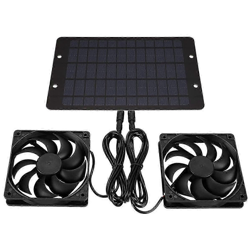 Solar Exhaust Fan 10W Ip65 Waterproof Twin Fan For Attic Pet Room Ventilation 6901508408371