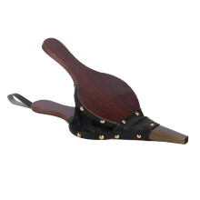 Soprador de Fogo para Lareira e Churrasco, Fornalha Manual em Madeira e Couro Falso, Soprador de Carvão de 30,5cm