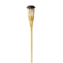 Solar Garten Fackel LED mit Bambusoptik Flammeneffekt automatisch Dämmerungssensor IP44
