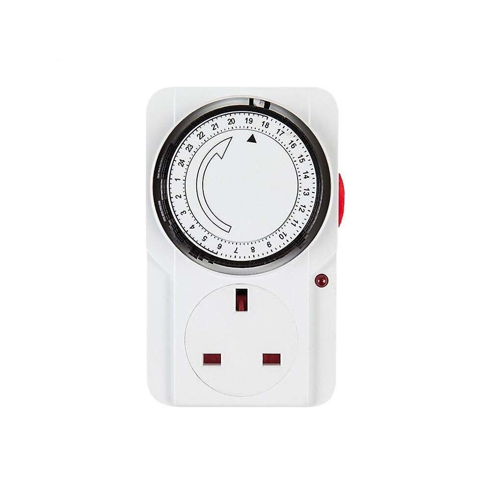 24 Hour Segment Timer With Uk Plug, White - Energy Saving Compact Design For Lights Appliances 6901508407640