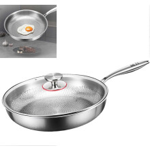 Titanium Wok with Glass Lid, 30cm Natural Non-Stick Even Heating Pan for Searing, Frying