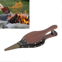 Fireplace Bellows, 15x5 Inches, Manual Air Blower with Hanging Strap for Camping BBQ, Wood and Synthetic Leather