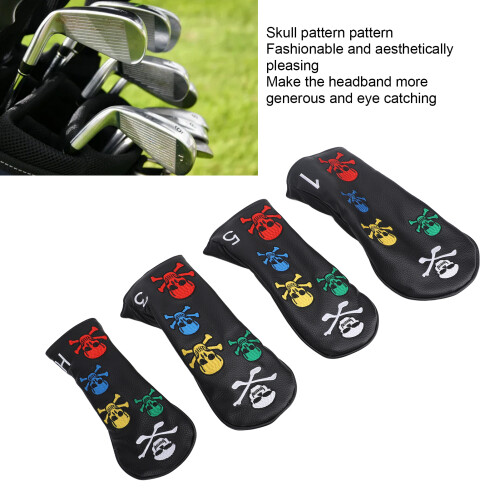 4Pcs Skull Head Covers, 355g, Black, Woods Irons 2