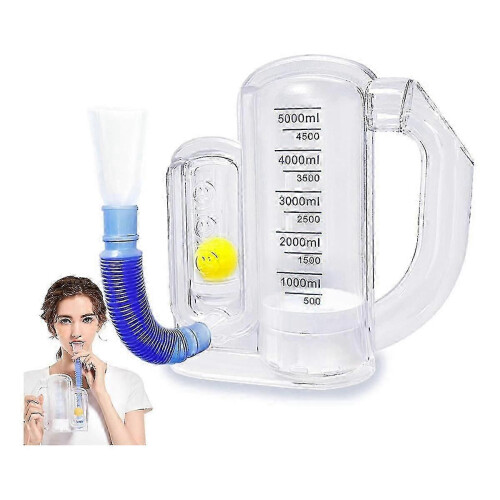 Breathing Trainer 5000ml with Flow Indicator, Lung Capacity Measurement Device, Transparent Plastic Lung Exerciser 1