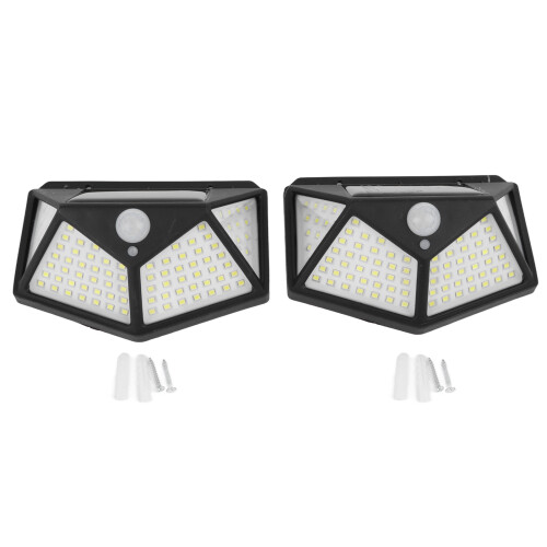 2Pcs Solar Motion Light 4Sided 18650 800mAh Black 2