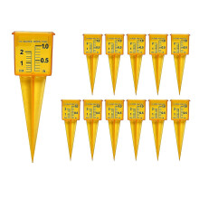 Rain and Sprinkler Water Gauge 12-Pack, Wide-Mouth Rainfall Meter with Inch/mm Scale, Yellow Plastic Housing for Lawn and Garden Care
