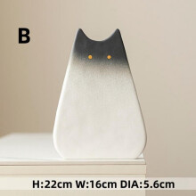 Cat Shaped Ceramic Vase, Nordic Style Wide Mouth Design for Dried Flower Decoration, Handmade for Living Room Bedroom Office in White Black Pink