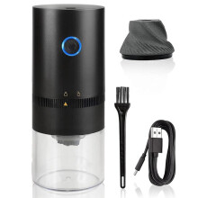 Electric Coffee Grinder with Ceramic Conical Burr, USB Rechargeable, 30g Capacity, Adjustable Settings, Black