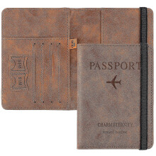 (Brown) Passport Holder Cover Travel Wallet Organiser, Passport Case With Rfid Blocking, Pu Travel Document Holder For Menwomen
