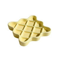 (Yellow) Pet Slow Food Bowl, Healthy Diet, Irregular Ceramic Anti Choking Puppy Bowl, Pet Canned Licking Plate, Dopamine Color Pet Supplies
