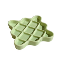 (Green) Pet Slow Food Bowl, Healthy Diet, Irregular Ceramic Anti Choking Puppy Bowl, Pet Canned Licking Plate, Dopamine Color Pet Supplies