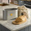 Cooks Professional Cooks Professional Bread Bin, Linen Bag and Bamboo Board Set Grey / Gold 2
