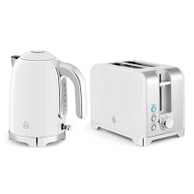 Swan Solace White Kettle & 2 Slot Toaster Set