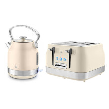 Swan Retro Revive Cream Traditional Kettle & 4 Slot Toaster Set