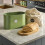Cooks Professional Cooks Professional Bread Bin, Linen Bag and Bamboo Board Set Green / Silver 2