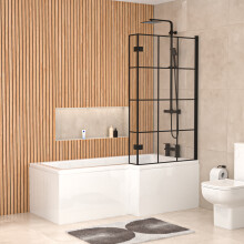 Nes Home 1700mm x 850mm Right Hand L Shaped Bath, Bath Panels & Shower Screen