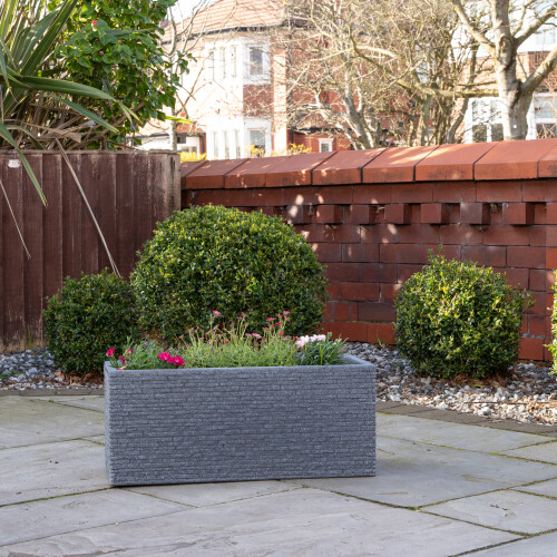Samuel Alexander 25cm Plastic Ash Grey Slate Effect Garden Patio Trough 2