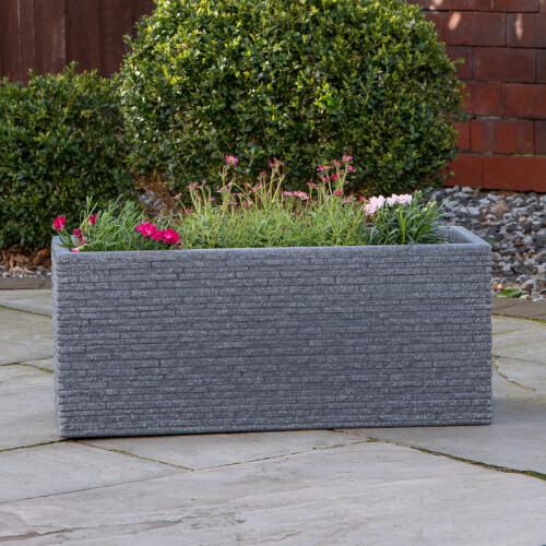 Samuel Alexander 25cm Plastic Ash Grey Slate Effect Garden Patio Trough 1