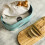 Cooks Professional Cooks Professional Bread Bin, Linen Bag and Bamboo Board Set Teal / Silver 3