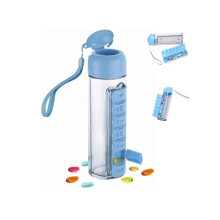 (Blue) Myvita 7-Day Water Bottle Organizer,Water Bottles with Pill Storage,Pill Tracker