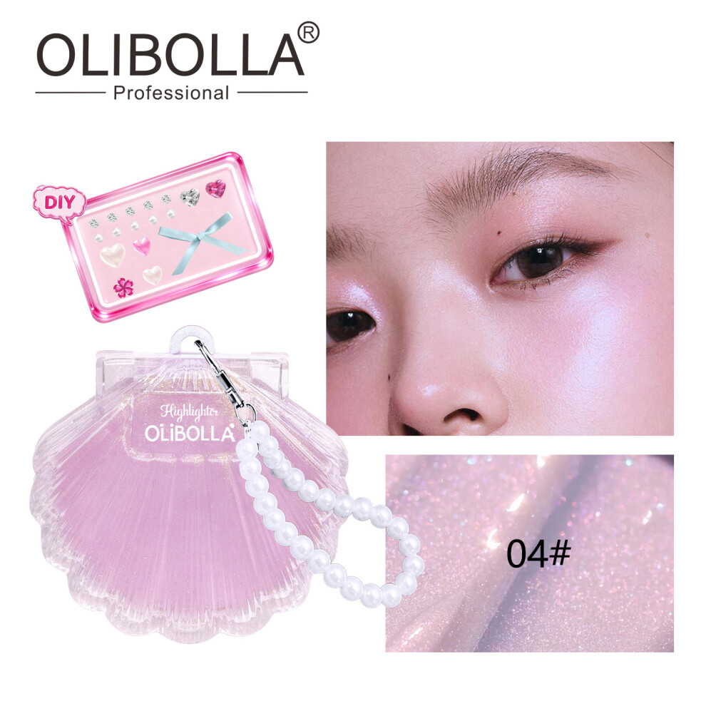 Cream (04#) Light-Sensing Three-Dimensional Highlighter Face Brightening Pearlescent Fine Shimmer Blush Highlighter Powder