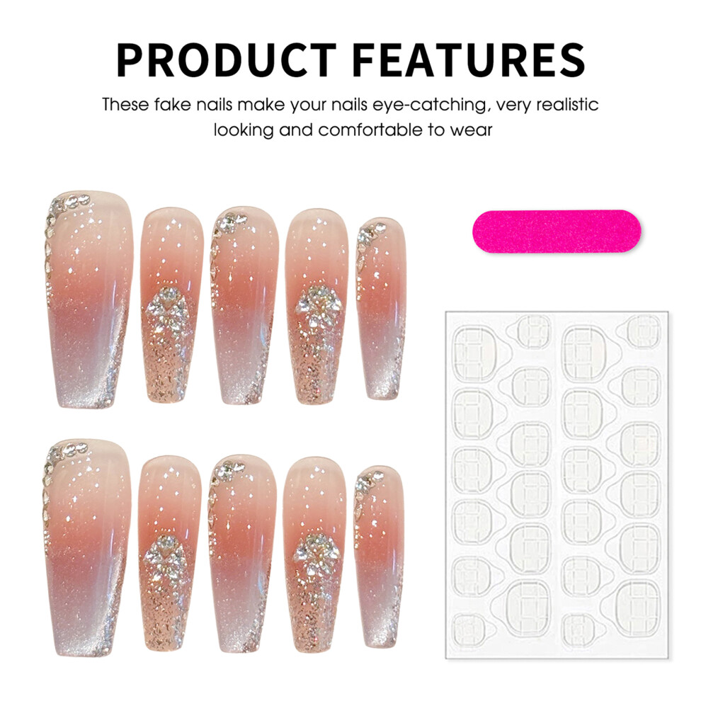 Roc-Electron (3191, Xs) Purple Cat Eye Glitter Press On Nails - 10Pcs
