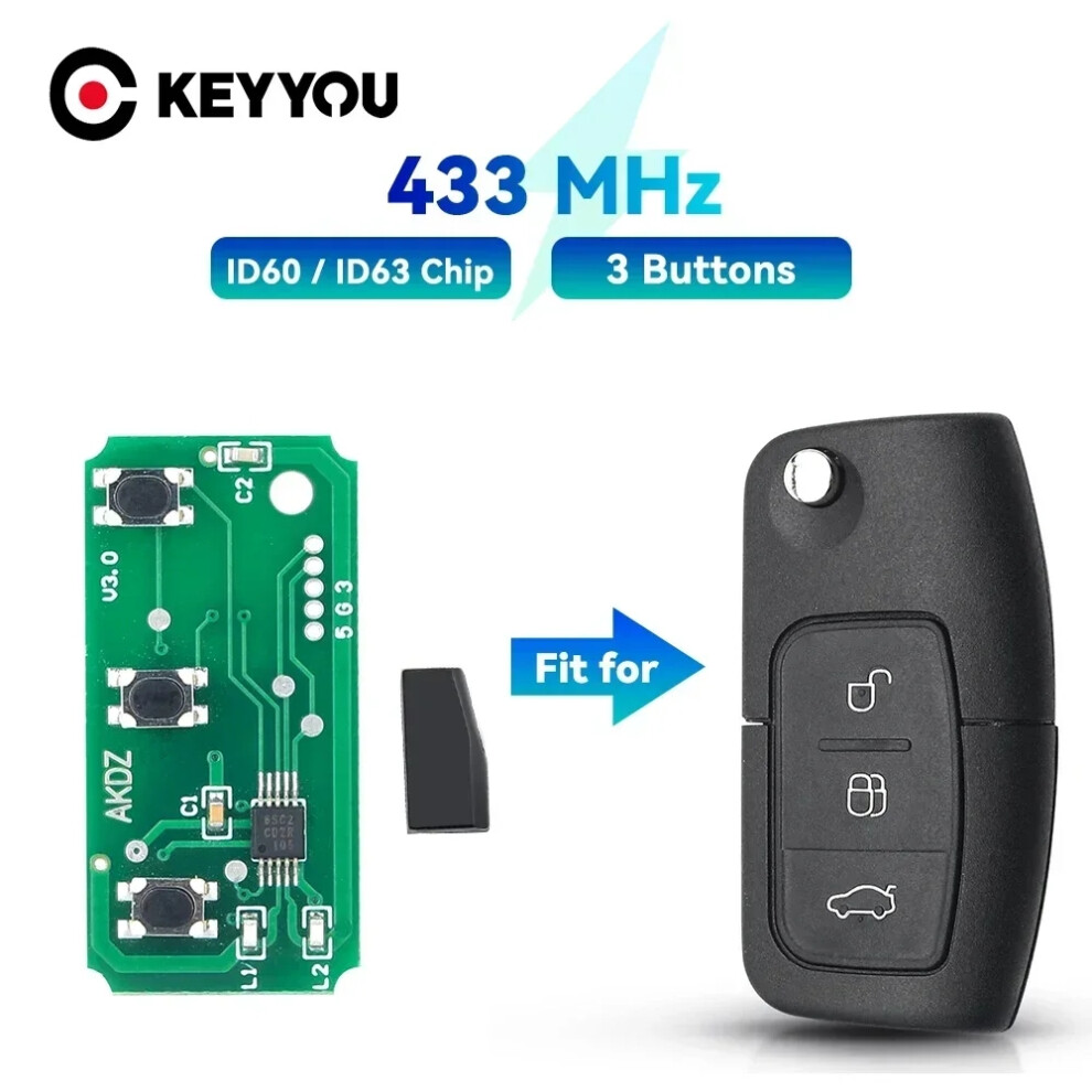Replacement For Ford Focus 2 3 Mondeo Fiesta C Max S Max Galaxy Id60 Id63 Chip 433Mhz Car Key Circuit Board 6935161695021