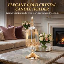 (Gold, Small 11x29) \"Crystal Glass Jar with Lace Lid for Candy/Tea\"