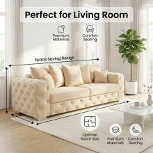 (Cream, 3+2 Seater) Ashton Plush Velvet Scatter Back Sofa Set | 2 Seater, 3 Seater, 3+2 Seater, Armchair