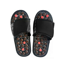 (L Black)Magnetic Stone Foot Massage Slippers Acupuncture Therapy Massager Shoes For Acupoint Activating Reflexology Foot Care Sandal