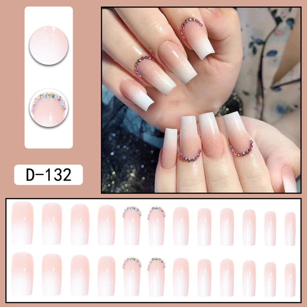 Reach-Tools (Jelly Glue Model) Pink Gradient Fake Nails, Chip-Proof For Daily & Parties