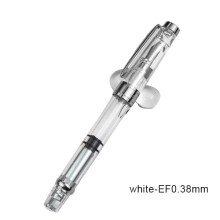 (White-ef0.38mm) Transparent Piston Fountain Pen Clear Demonstrator Ink Golden Iridium Fine Nib