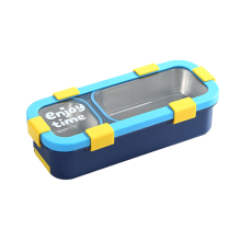 (2 Grids 600ml Blue) Stainless Steel Insulated Lunch Box With Compartments For Students And Office Workers