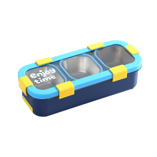 (3 Grids 500ml Blue) Insulated Stainless Steel Lunch Box for Work & School