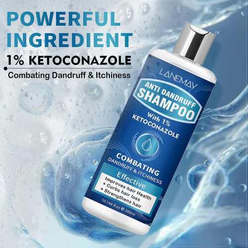 (1PC)1-5x Anti-Dandruff Shampoo with 1% Ketoconazole, Fresh Scent,300ml 2