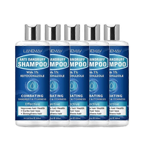 (5PCS)1-5x Anti-Dandruff Shampoo with 1% Ketoconazole, Fresh Scent,300ml