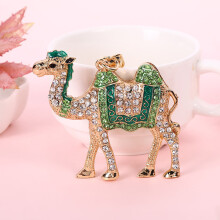 (Green) Rhinestone Camels Pendant Keychains Lightweight Key Purse Handbag with Crystal Charms for Versatile Party Gift Essential