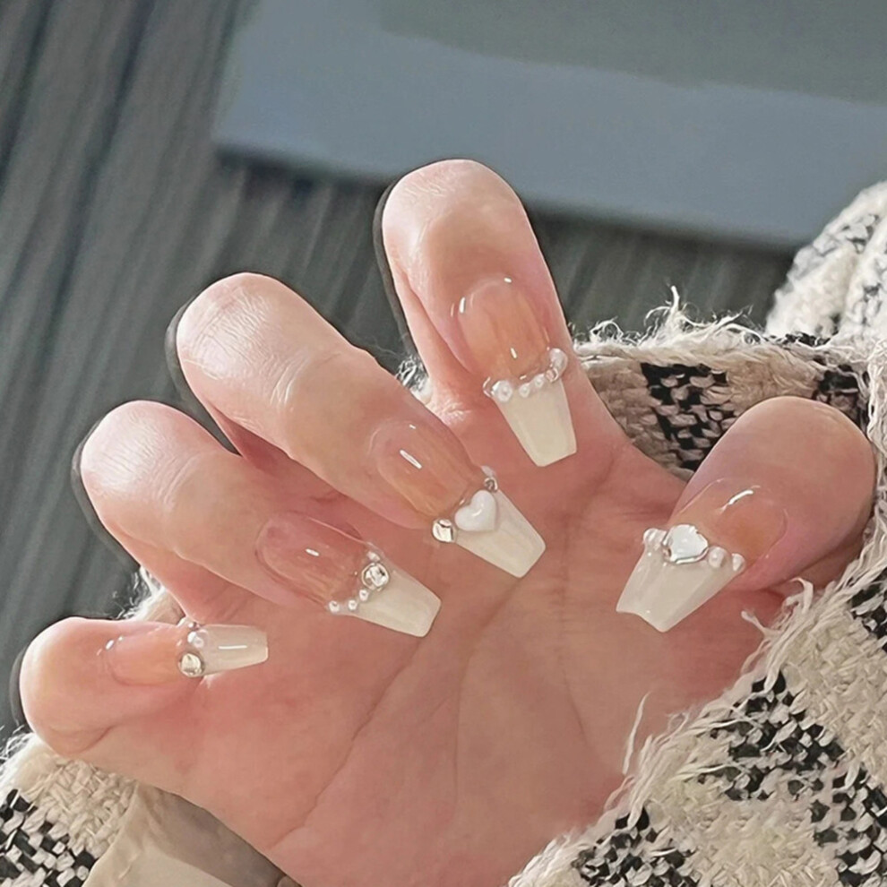 Roc-Electron (Standard) 24Pcs Reusable Pearl False Nails For Women