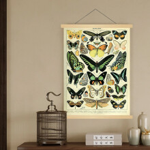 (CZ401-1) Vintage Butterfly Hanging Poster Minimalist Style Retro Wall Decor Art Painting for Friend Family Neighbors Gift