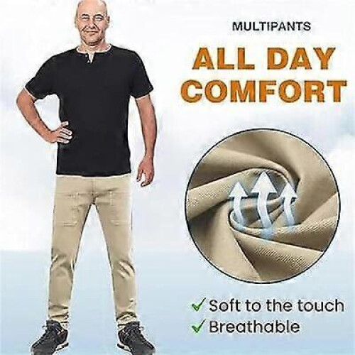 (3XL, Dark Grey) Mencomfy Multipants - High Stretch Multi-Pocket Durable Cargo Pants Lightweight 2