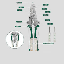 (White Green) Folding Stylus Screwdriver Wire Stripper, Tuvilo Electrical Pliers