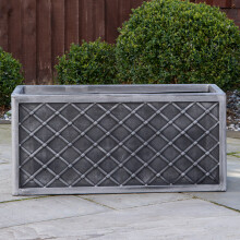 70cm Lazio Grey Plastic Pewter Effect Garden Patio Plant Pot Planter