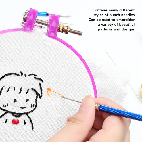 20 Pieces Punch Needle Embroidery Kit with Needle Threaders for Beginners 2