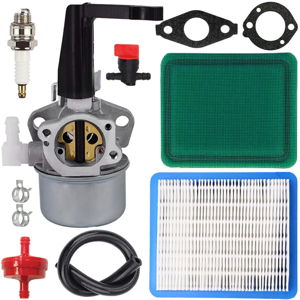 Carburetor For Briggs&Stratton 110402 110412 215369 Tiller Engine Tune Up Kit With 696065 697422 Carburetor Air Filter Cartridge Spark Plug Fuel Hose 747887422791