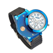 (blue) Usb Cigarette Lighter Watch Men's Electric Lighter Quartz Wristwatches Smoke Flameless Lighter Gifts for Men