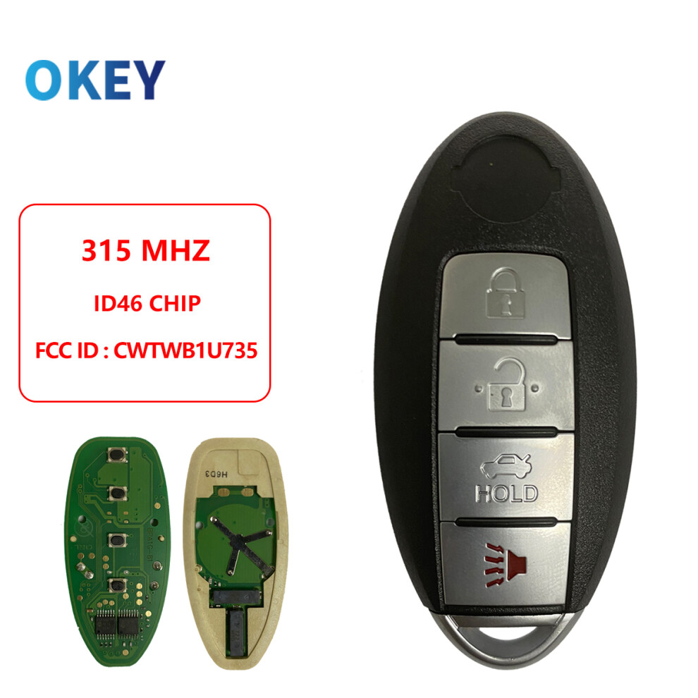 Remote Car Key 4 Button Smart Card For Nisan Armada Tiida Qashqai Altima Maxima Sentra Teana Xtrail Id46 315Mhz Cwtwb1u735 6935161696233