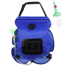 (Blue) Portable Outdoor Solar Shower Bag Removable Water Bag with Shower Head For Camping Hiking Climbing