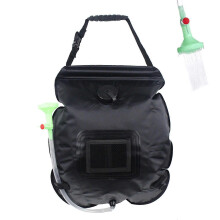 (Black) Portable Outdoor Solar Shower Bag Removable Water Bag with Shower Head For Camping Hiking Climbing